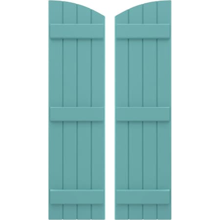 Ekena Millwork Americraft 4-Board (3 Batten) Wood Joined Board-n-Batten Shutters w/Ellipt Top, ARW401BE414X55PTH, PR ARW401BE414X55PTH